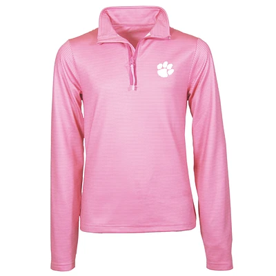 Girls Youth Garb Pink Clemson Tigers Mila Quarter-Zip Sweatshirt