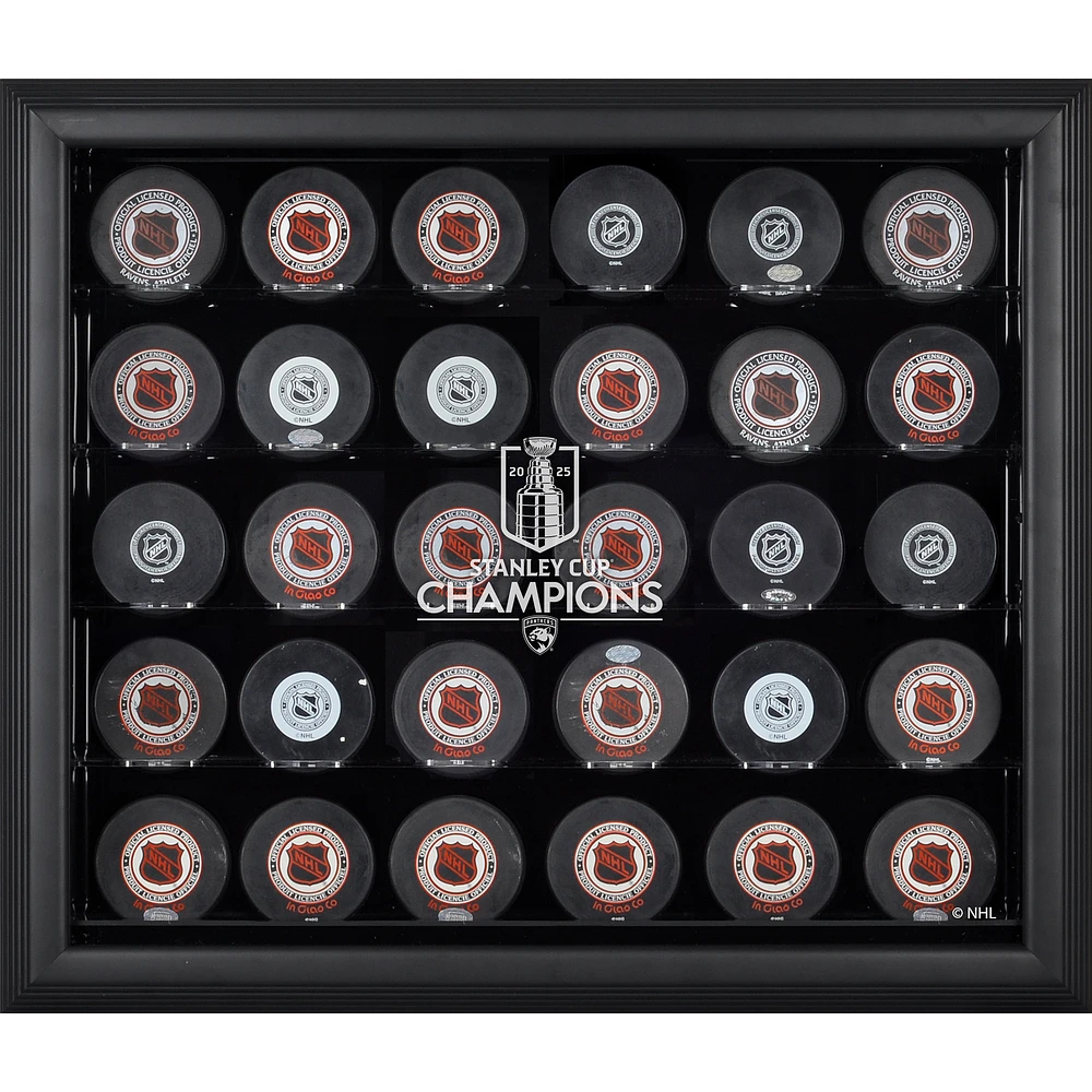 Florida Panthers 2025 Stanley Cup Champions Black Framed 30-Puck Logo Display Case