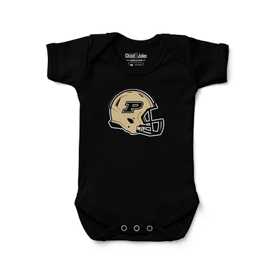 Newborn & Infant Chad Jake Black Purdue Boilermakers Helmet Logo Bodysuit
