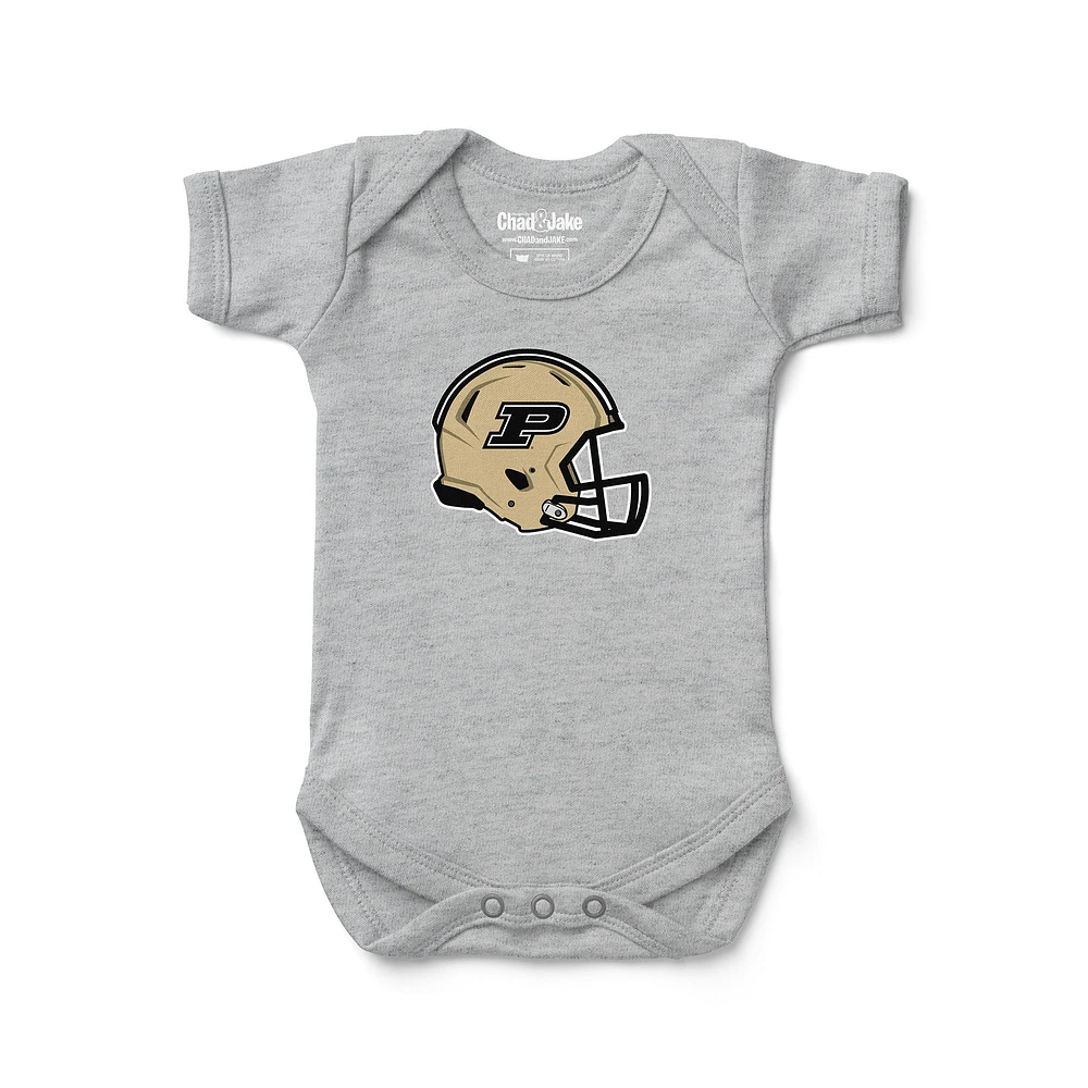 Newborn & Infant Chad Jake Heather Gray Purdue Boilermakers Helmet Logo Bodysuit