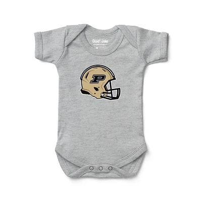 Newborn & Infant Chad Jake Heather Gray Purdue Boilermakers Helmet Logo Bodysuit