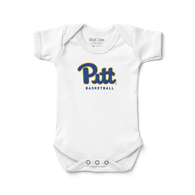 Newborn & Infant Chad Jake White Pitt Panthers Basketball Logo Bodysuit