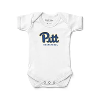 Newborn & Infant Chad Jake White Pitt Panthers Basketball Logo Bodysuit