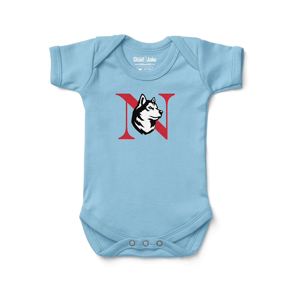 Newborn & Infant Chad Jake Light Blue Northeastern Huskies Primary Logo Bodysuit