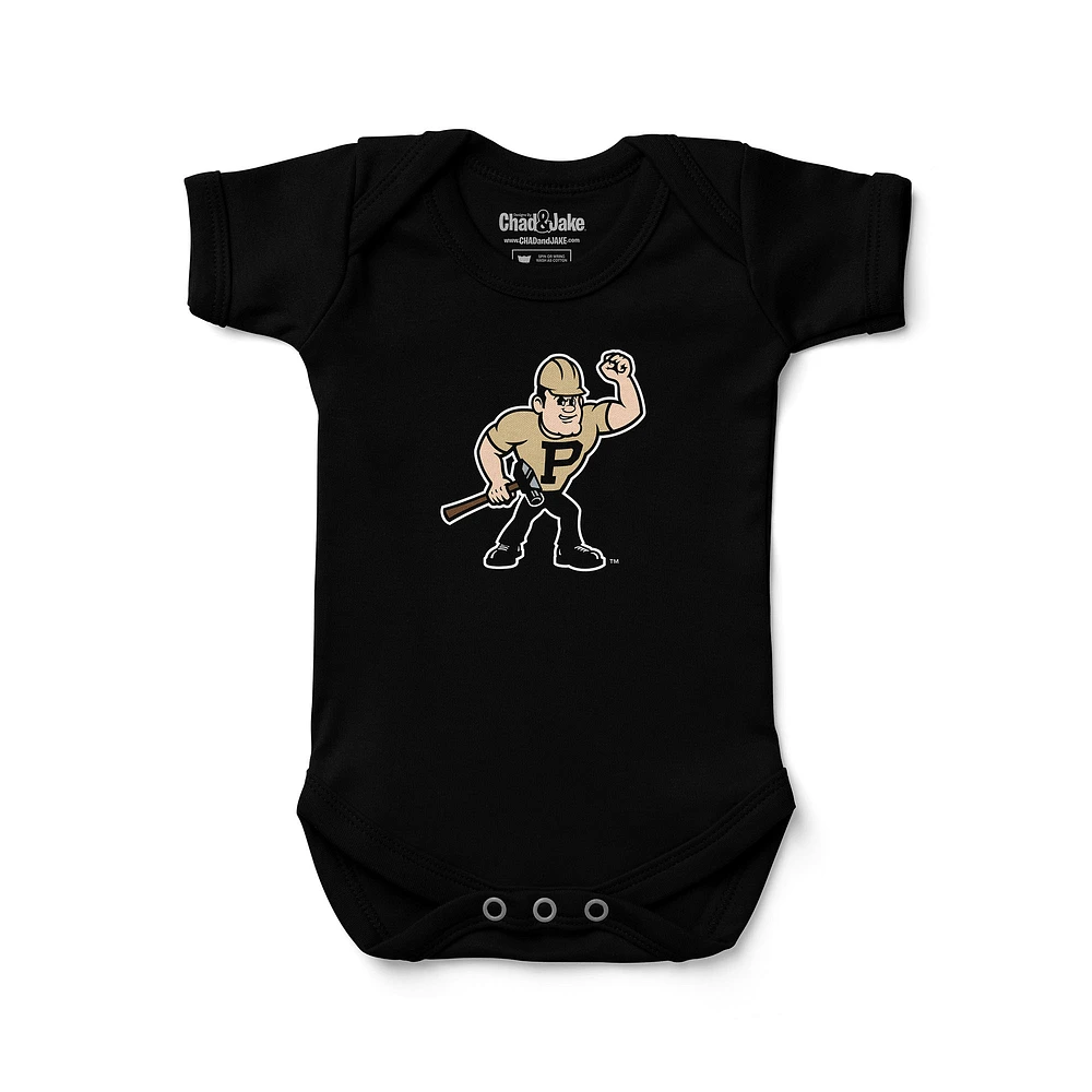 Newborn & Infant Chad Jake Black Purdue Boilermakers Mascot Logo Bodysuit