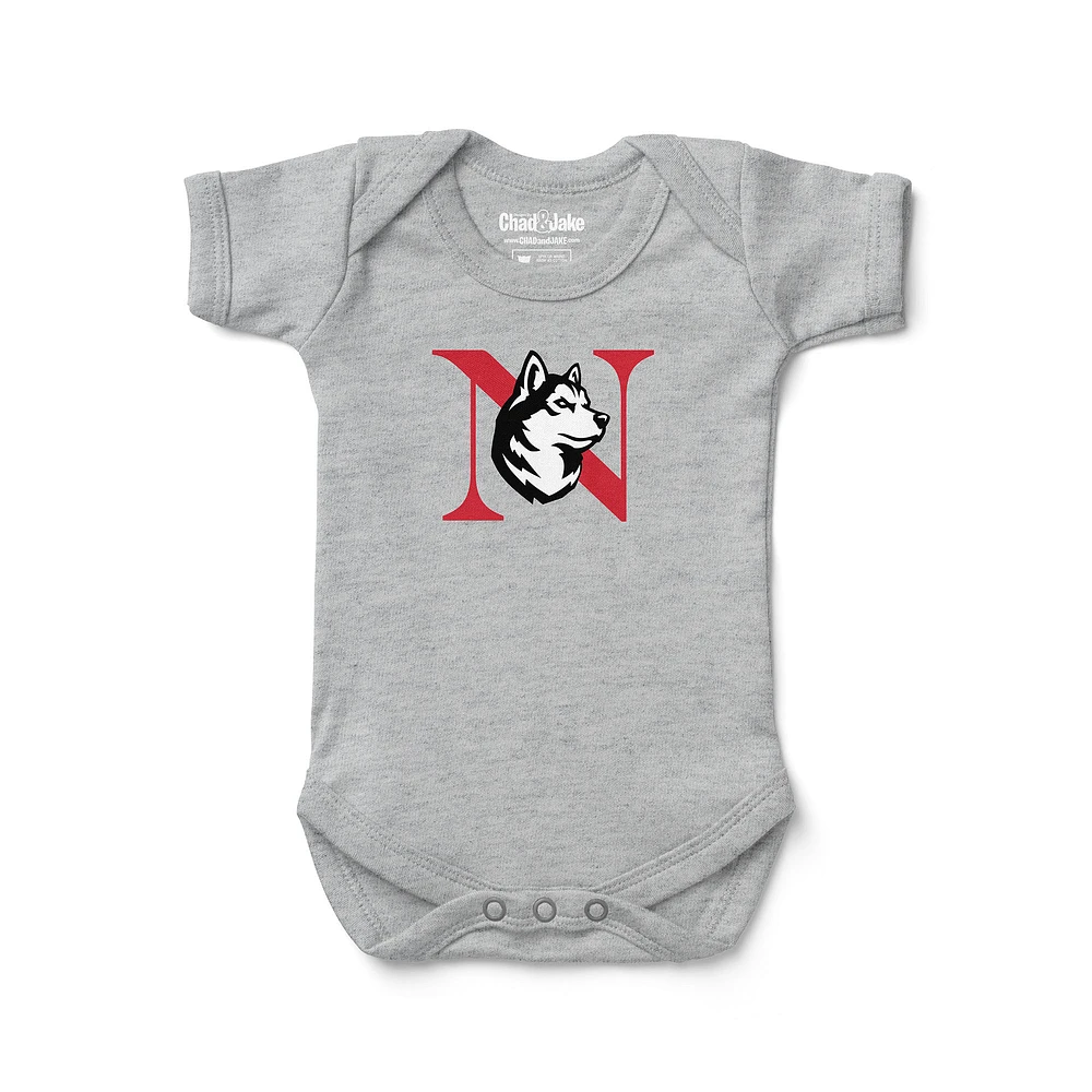 Newborn & Infant Chad Jake Heather Gray Northeastern Huskies Primary Logo Bodysuit
