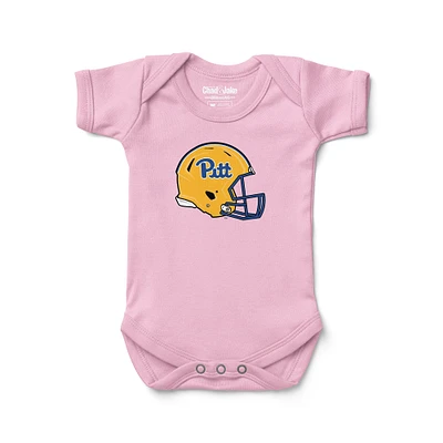 Newborn & Infant Chad Jake Pink Pitt Panthers Helmet Logo Bodysuit