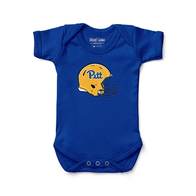 Newborn & Infant Chad Jake Royal Pitt Panthers Helmet Logo Bodysuit