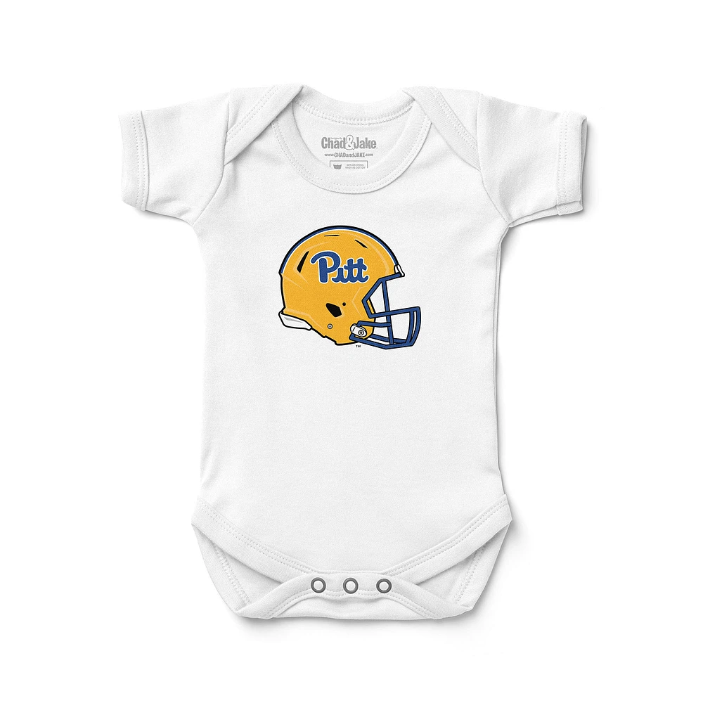 Newborn & Infant Chad Jake White Pitt Panthers Helmet Logo Bodysuit