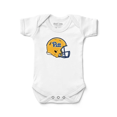 Newborn & Infant Chad Jake White Pitt Panthers Helmet Logo Bodysuit