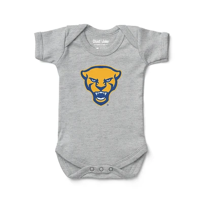 Newborn & Infant Chad Jake Heather Gray Pitt Panthers Mascot Logo Bodysuit