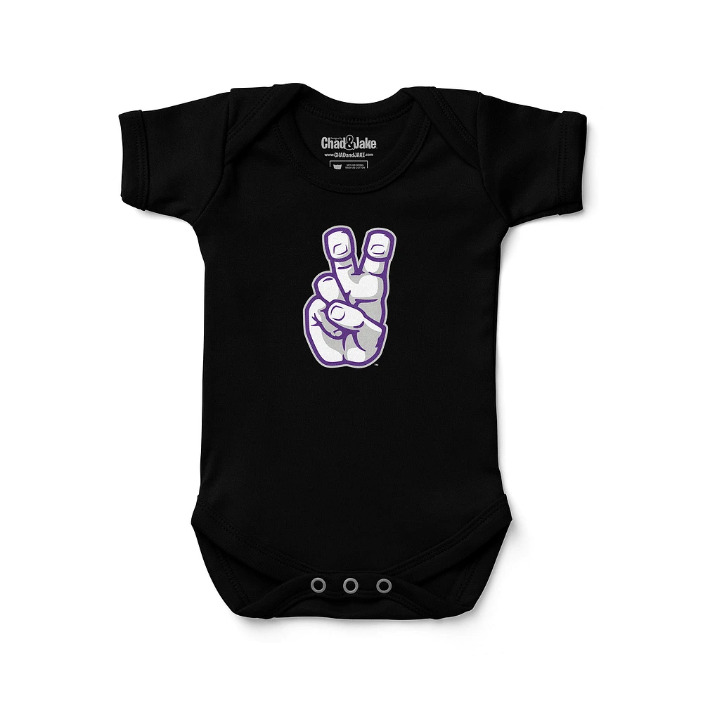 Newborn & Infant Chad Jake Black TCU Horned Frogs Frog Hand Logo Bodysuit