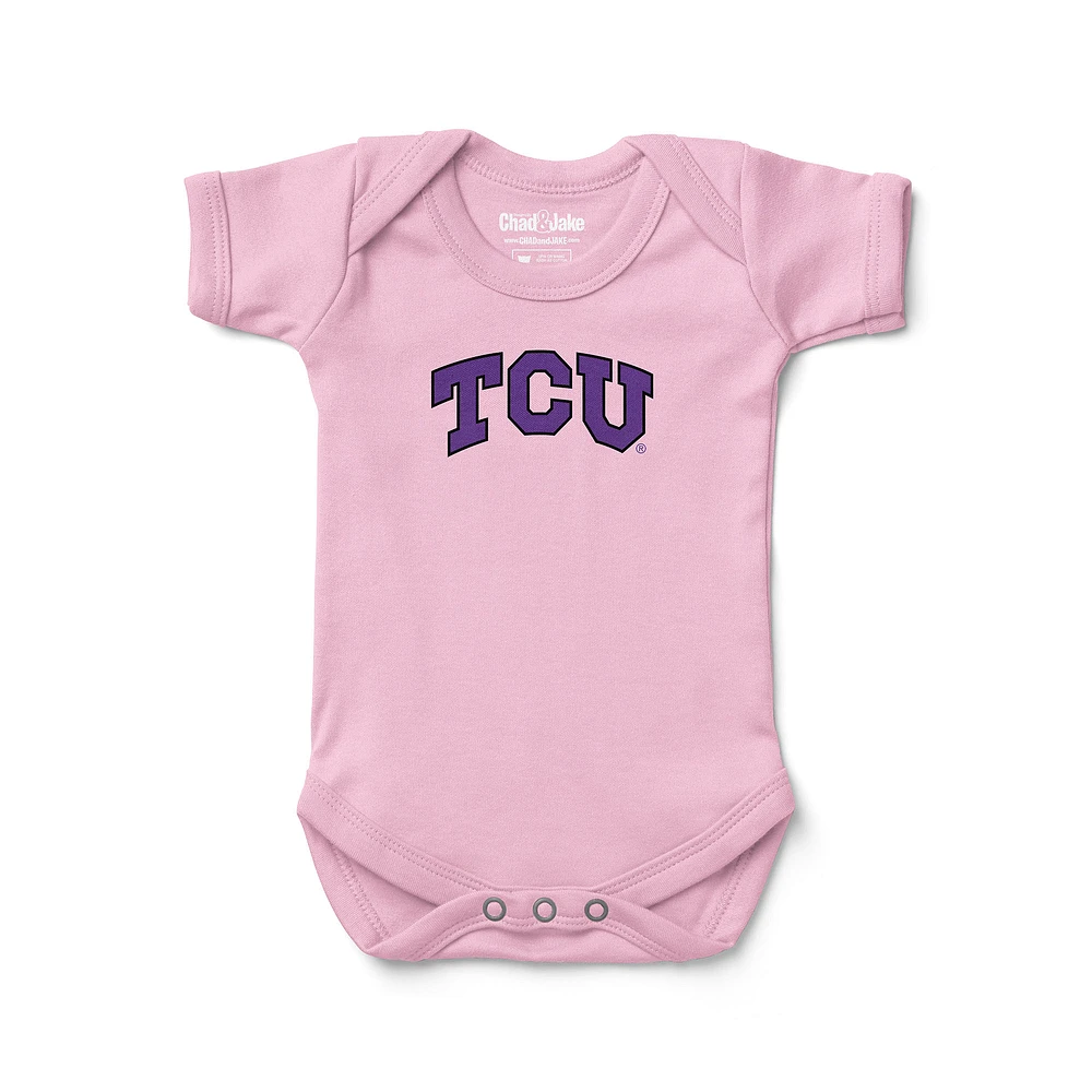 Newborn & Infant Chad Jake Pink TCU Horned Frogs Primary Logo Bodysuit