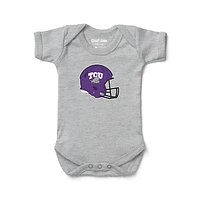 Newborn & Infant Chad Jake Heather Gray TCU Horned Frogs Helmet Logo Bodysuit