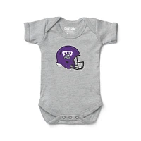 Newborn & Infant Chad Jake Heather Gray TCU Horned Frogs Helmet Logo Bodysuit