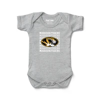 Newborn & Infant Chad Jake Heather Gray Missouri Tigers Retro Bodysuit