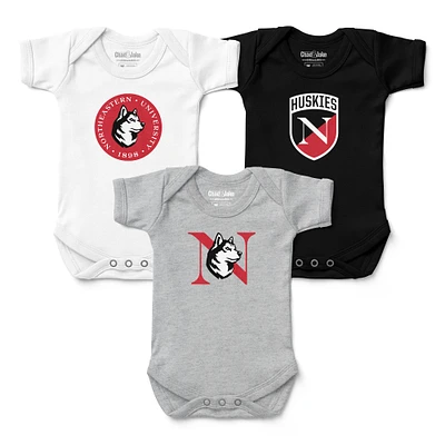 Newborn & Infant Chad Jake Northeastern Huskies 3-Pack Bodysuit Set