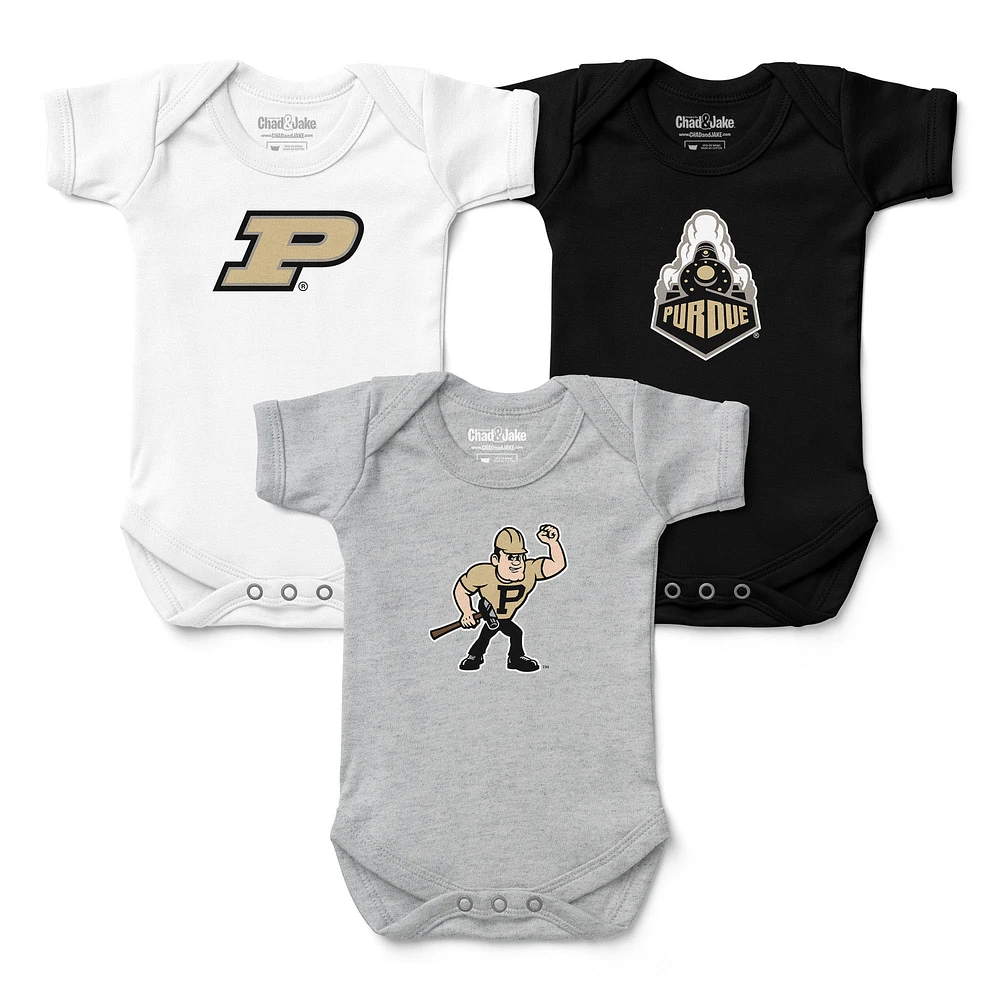 Newborn & Infant Chad Jake Purdue Boilermakers 3-Pack Bodysuit Set