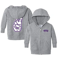 Infant Chad & Jake Heather Gray TCU Horned Frogs Primary Logo Full-Zip Hoodie
