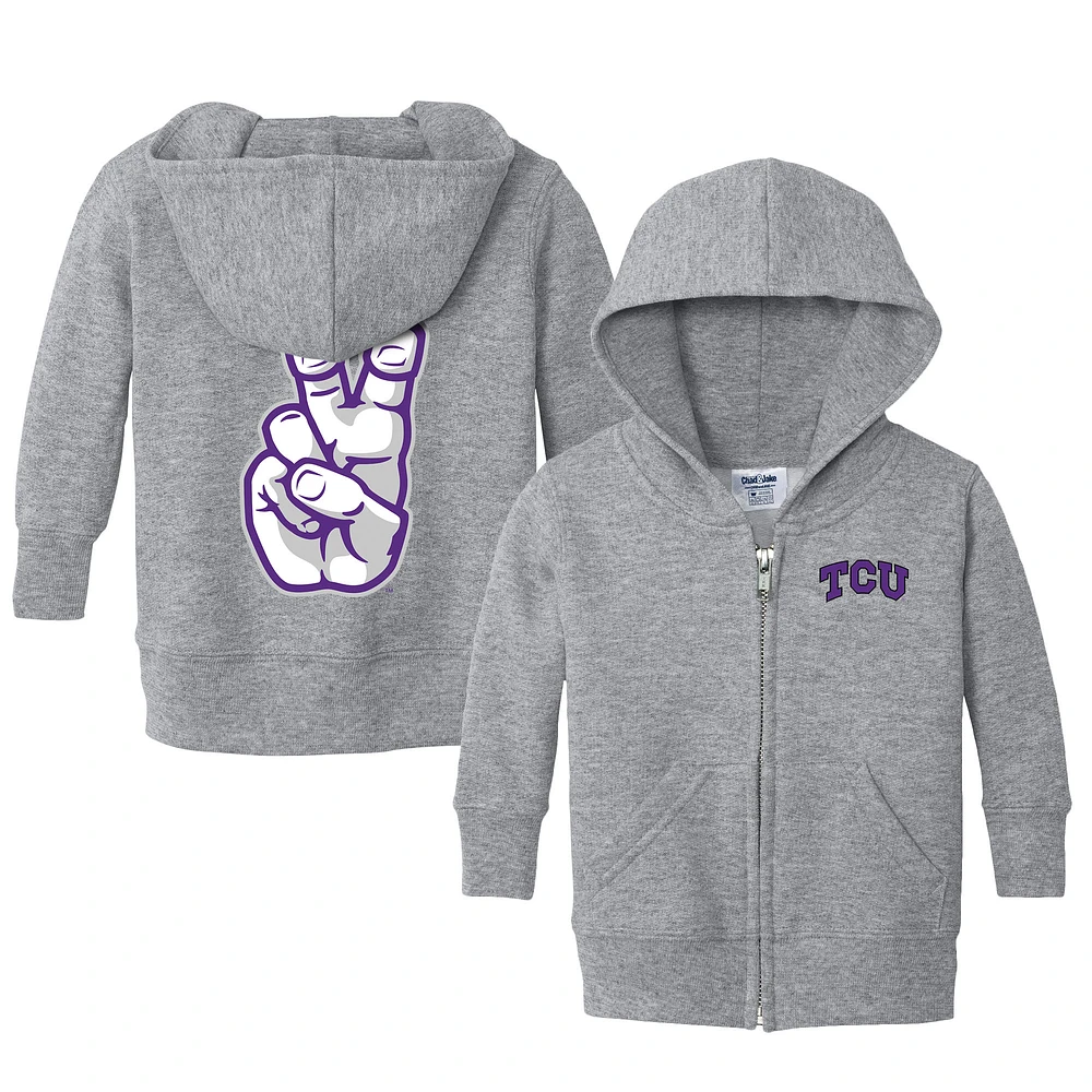 Infant Chad & Jake Heather Gray TCU Horned Frogs Primary Logo Full-Zip Hoodie