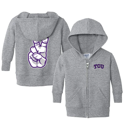Infant Chad & Jake Heather Gray TCU Horned Frogs Primary Logo Full-Zip Hoodie