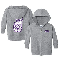 Infant Chad & Jake Heather Gray TCU Horned Frogs Primary Logo Full-Zip Hoodie