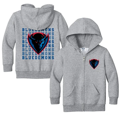 Toddler Chad & Jake Heather Gray DePaul Blue Demons Retro Full-Zip Hoodie