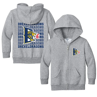 Toddler Chad & Jake Heather Gray Drexel Dragons Retro Full-Zip Hoodie