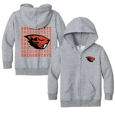Toddler Chad & Jake Heather Gray Oregon State Beavers Retro Full-Zip Hoodie