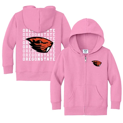 Toddler Chad & Jake Pink Oregon State Beavers Retro Full-Zip Hoodie