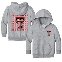 Toddler Chad & Jake Heather Gray Texas Tech Red Raiders Retro Full-Zip Hoodie