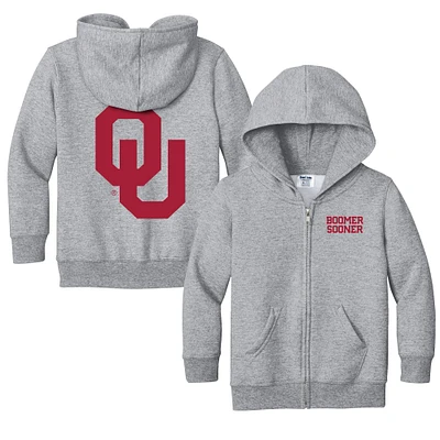 Toddler Chad & Jake Heather Gray Oklahoma Sooners Primary Logo Full-Zip Hoodie