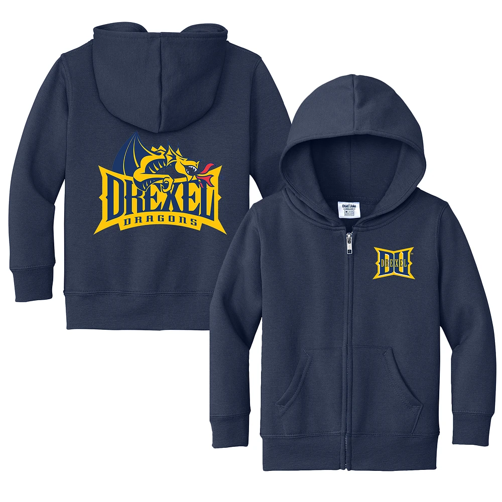 Toddler Chad & Jake Navy Drexel Dragons Primary Logo Full-Zip Hoodie
