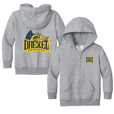 Toddler Chad & Jake Heather Gray Drexel Dragons Primary Logo Full-Zip Hoodie