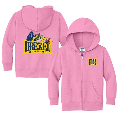 Toddler Chad & Jake Pink Drexel Dragons Primary Logo Full-Zip Hoodie