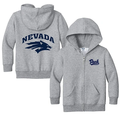 Toddler Chad & Jake Heather Gray Nevada Wolf Pack Primary Logo Full-Zip Hoodie