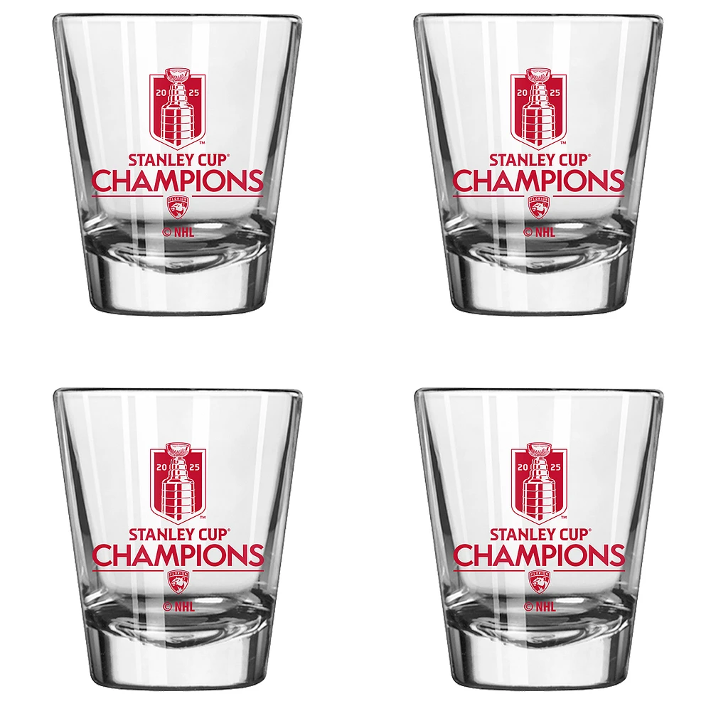 Logo Brands Florida Panthers 2025 Stanley Cup Champions Four-Pack Shot Glass Set