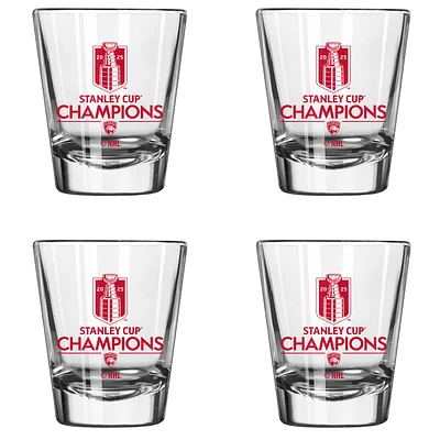 Logo Brands Florida Panthers 2025 Stanley Cup Champions Four-Pack Shot Glass Set