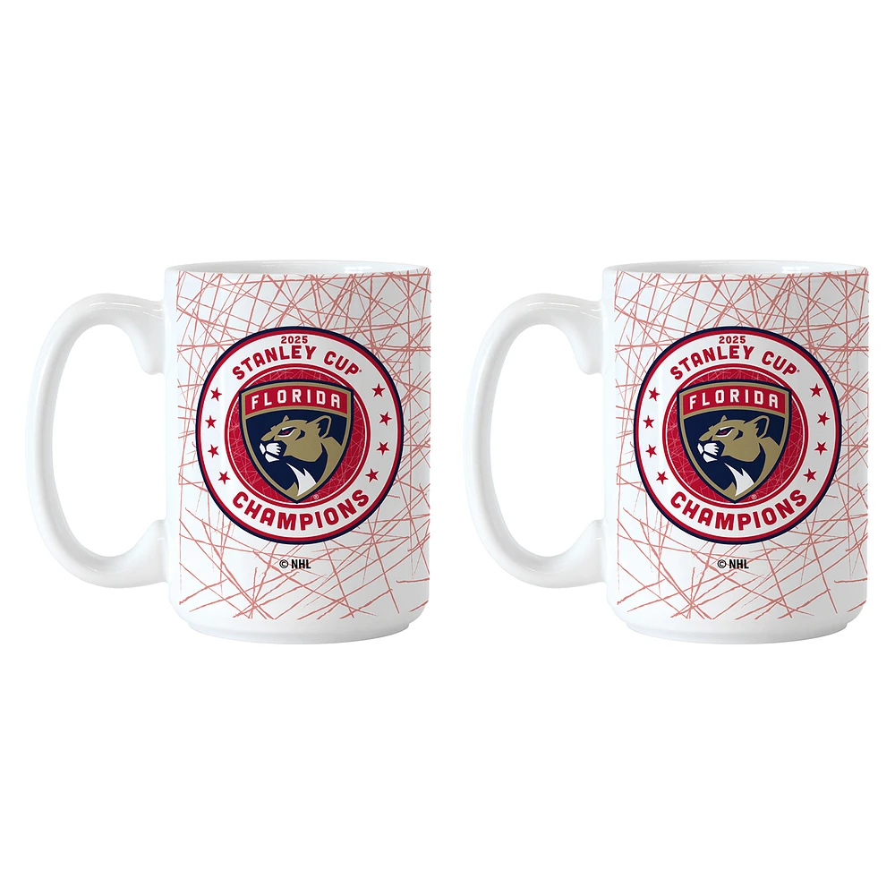 Logo Brands Florida Panthers 2025 Stanley Cup Champions Two-Pack 15oz. Wrap Sublimated Mug Set