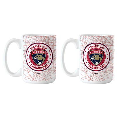 Logo Brands Florida Panthers 2025 Stanley Cup Champions Two-Pack 15oz. Wrap Sublimated Mug Set