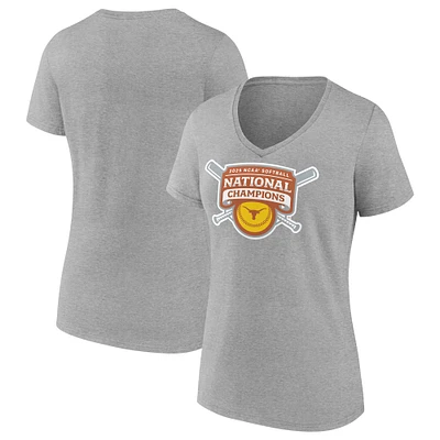Women's Gray Texas Longhorns 2025 NCAA Softball College World Series Champions V-Neck T-Shirt