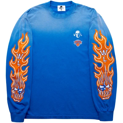 Men's Warren Lotas x Fanatics Fest Blue New York Knicks Long Sleeve T-Shirt