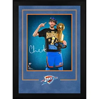 Chet Holmgren Oklahoma City Thunder Autographed Deluxe Framed 16" x 20" 2025 NBA Finals Champions Trophy Photograph