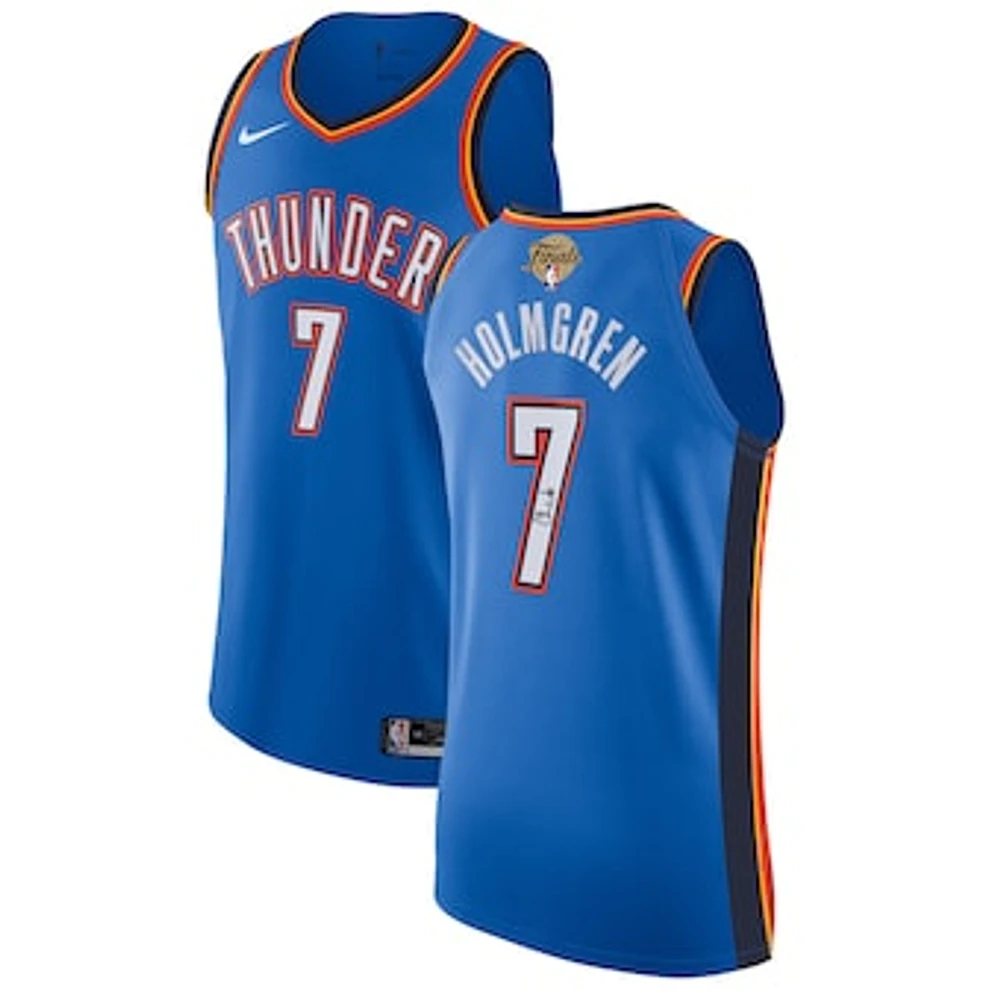 Chet Holmgren Oklahoma City Thunder Autographed Nike 2025 NBA Finals Patch Blue Icon Authentic Jersey