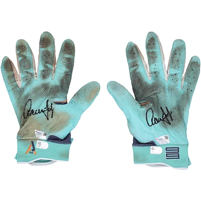 Aaron Judge New York Yankees Autographed Game-Used Teal Jordan Brand Batting Gloves from the 2024 MLB Season
