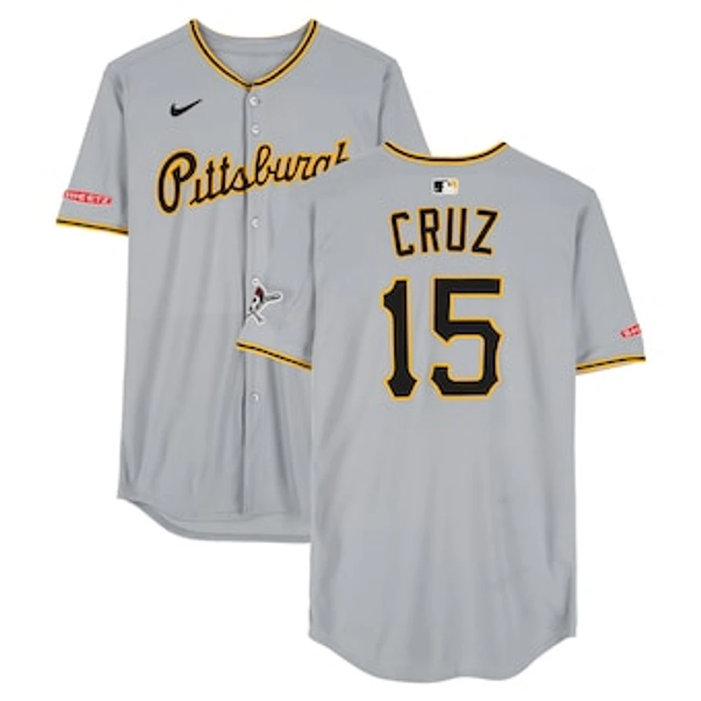 Oneil Cruz Pittsburgh Pirates Game-Used #15 Gray Nike Jersey vs. Los Angeles Angels on April 23, 2025
