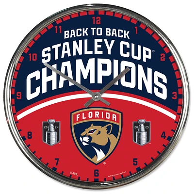 WinCraft Florida Panthers Back-To-Back Stanley Cup Champions 12.75" Chrome Wall Clock