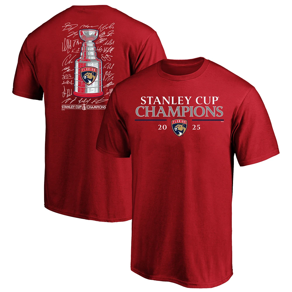 Men's Fanatics Red Florida Panthers 2025 Stanley Cup Champions Big & Tall Roster T-Shirt
