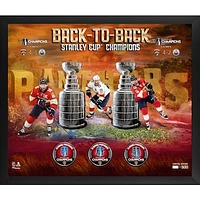Aleksander Barkov, Sam Reinhart & Matthew Tkachuk Florida Panthers Autographed Back-To-Back Stanley Cup Champions Framed 3-Puck Shadowbox with Pucks - Limited Edition of 500