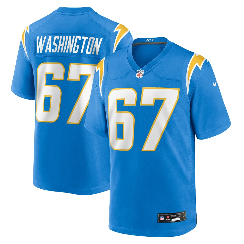 Men's Nike Savion Washington Powder Blue Los Angeles Chargers Team Game Jersey